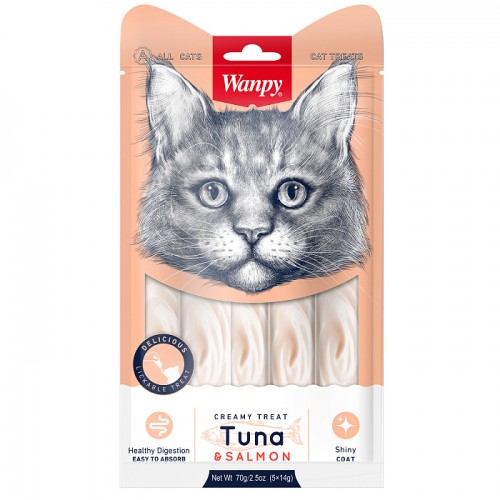 Лакомство для кошек - Wanpy Cat нежное пюре из тунца и лосося