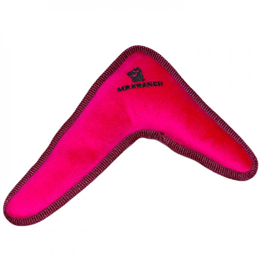 Mr.Kranch Игрушка для собак средних и крупных пород Бумеранг с пищалкой 34х28,5х6,5см, розовый