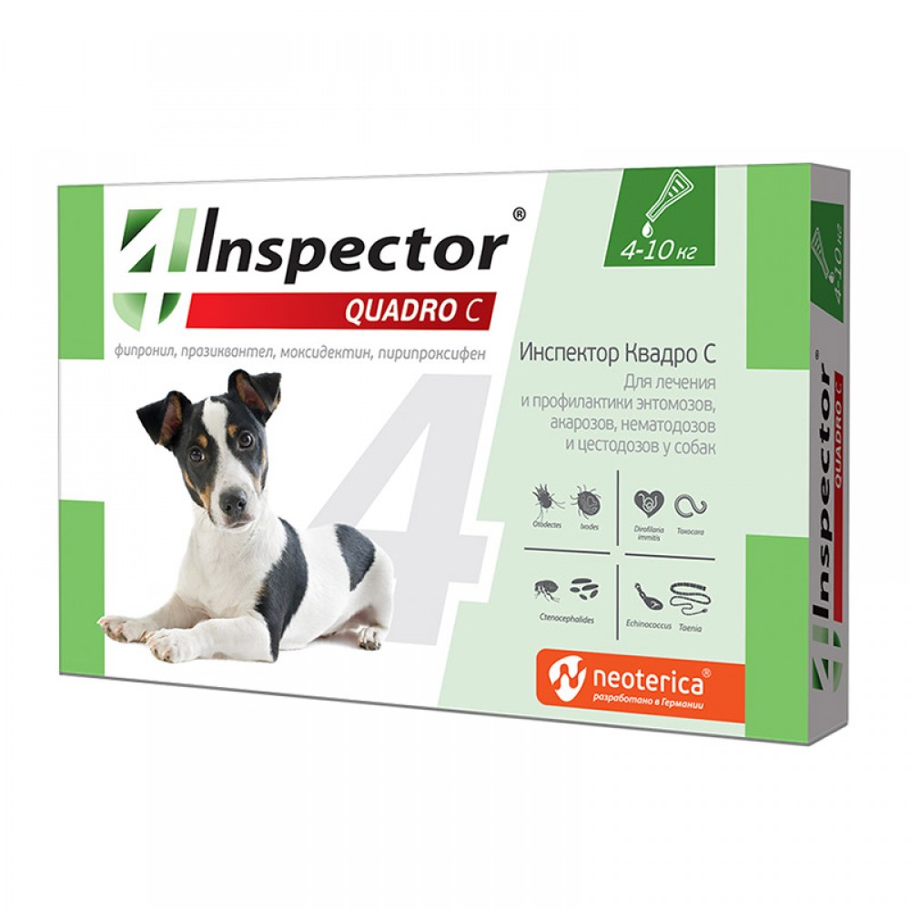Inspector Инспектор Квадро капли для собак от внешних и внутр. паразитов, 1 пипетка