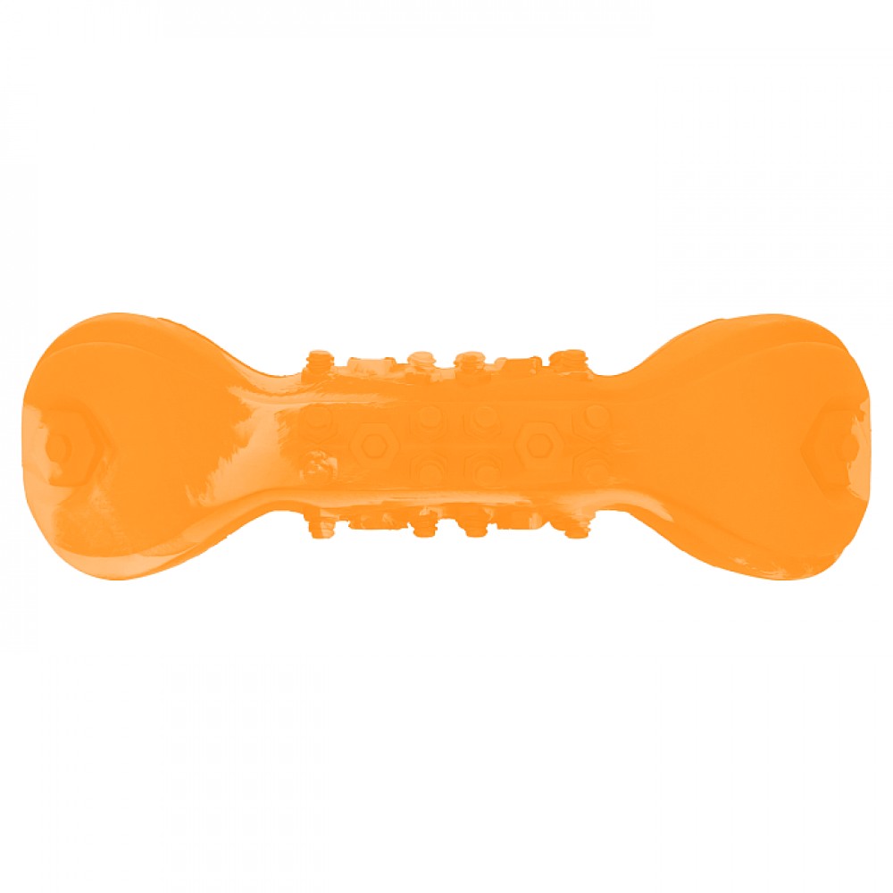  Mr.Kranch Игрушка  для собак Гантель дентальная с пищалкой  оранжевая с ароматом бекона