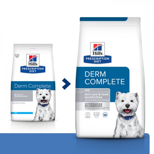 Hills Хиллс 606168 Диета сух.д/собак Derm Complete Mini для поддержания здоровья кожи при аллергии