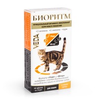 БИОРИТМ - Функциональный витаминно-минеральный корм со вкусом курицы для кошек, 48 таб