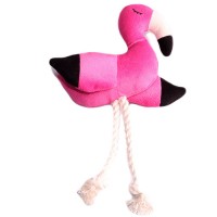 Mr.Kranch Игрушка для собак мелких и средних пород Фламинго с канатом и пищалкой 24х13,5х6см, ярко-розовый