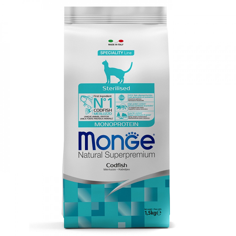 Monge Cat Monoprotein Sterilised Trout - Корм для стерилизованных кошек с треской