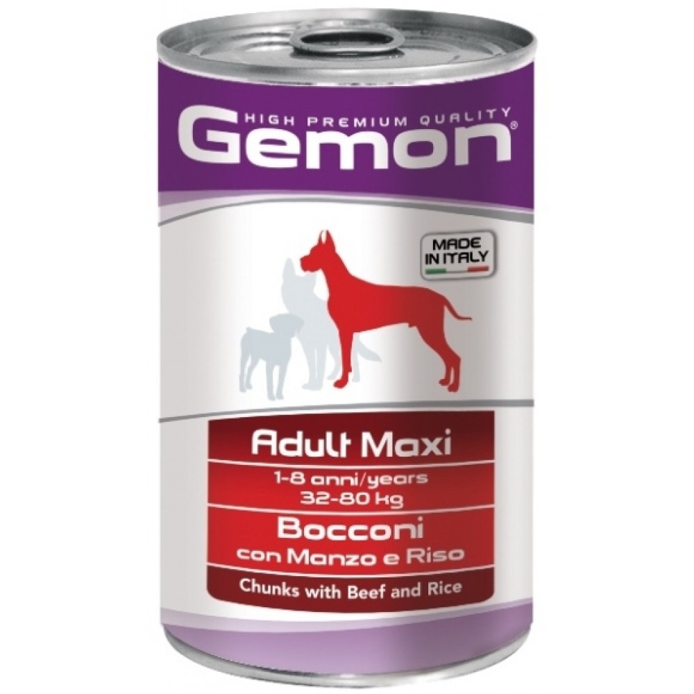Monge Gemon Dog Maxi - Консервы для собак крупных пород с кусочками говядины и рисом