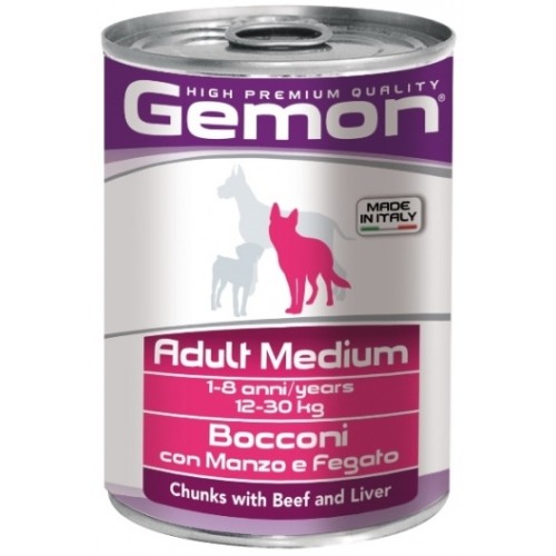 Gemon Dog Medium - Консервы Джимон для собак средних пород с кусочками говядины и печенью