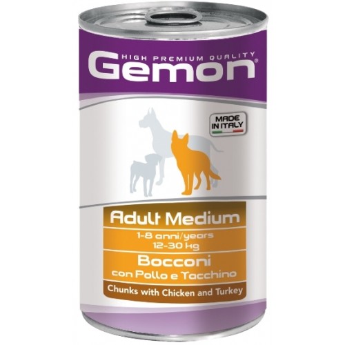 Gemon Dog Medium - Консервы Джимон для собак средних пород с кусочками курицы и индейкой