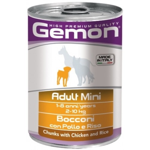 Gemon Dog Mini - Консервы Джимон для собак мелких пород с кусочками курицы и рисом