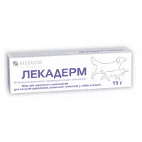 Мазь Лекадерм (тридерм) для лечения дерматитов у собак и кошек, туба 15 гр.
