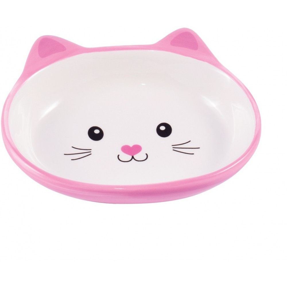 КерамикАрт Миска керамическая для кошек "Мордочка кошки", розовая