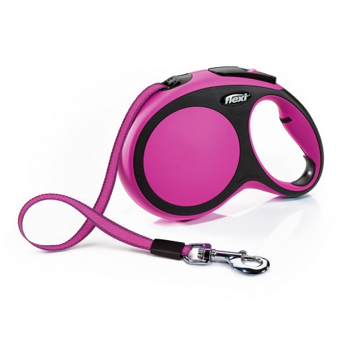 New Comfort - "Флекси Комфорт" рулетка лента для собак, черный/розовый (8 м)