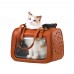 Ibiyaya Portico Deluxe Leather - Складная сумка-переноска для собак и кошек прозрачная/коричневая кожа