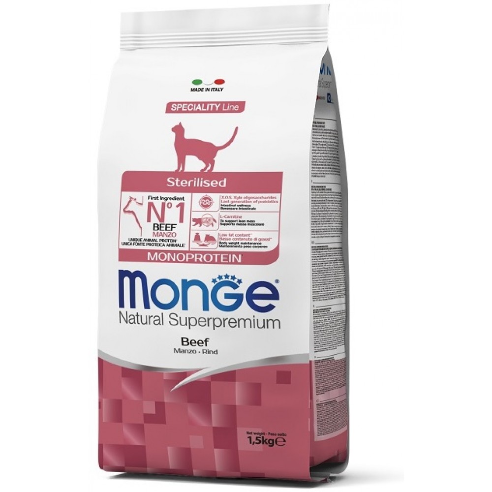 MONGE CAT STERILIZ MANZO (BEEF) для стерилизованных кошек с говядиной