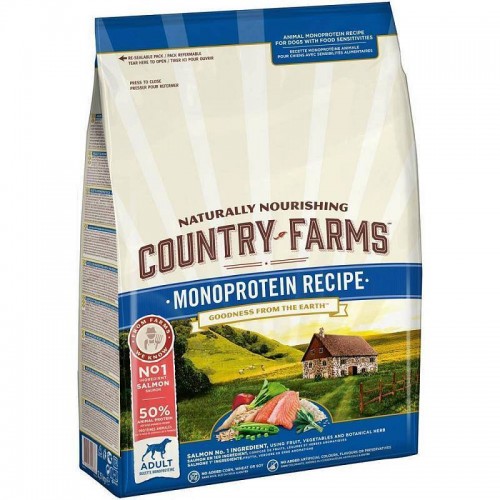 COUNTRY FARMS - Монопротеиновый сухой полнорационный корм для взрослых собак с высоким содержанием Лосося