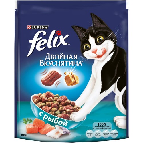 Felix "Двойная Вкуснятина" - Сухой полнорационный корм для кошек, с Рыбой