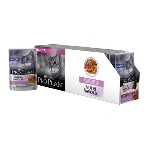 PRO PLAN  Adult 7+  Проплан влажный корм для кошек старше 7 лет, индейка в соусе, пауч 85 гр