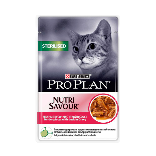 PRO PLAN "Sterilised" - Влажный корм (консервы) Пурина для стерилизованных кошек, Утка ПАУЧ