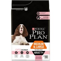 PRO PLAN OPTIDERMA "Adult 7+ Medium&Large Sensitive Skin" - Сухой корм Пурина для собак старше 7 лет средних и крупных пород с чувствительной кожей, Лосось