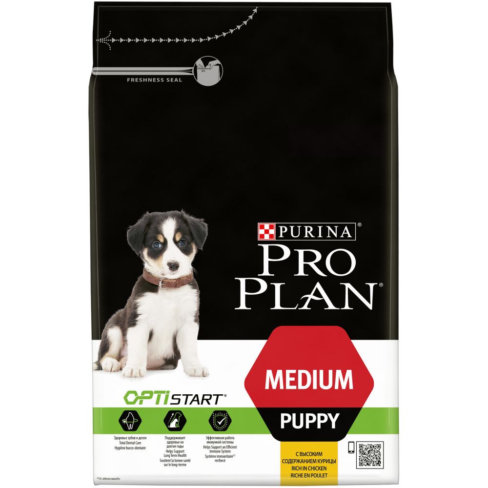 Purina PRO PLAN OPTISTART "Puppy Medium" - Сухой корм Пурина для щенков средних пород, Курица/Рис