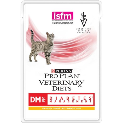 Veterinary Diets (DM) - Диетический влажный корм Пурина для кошек при Диабете, Курица ПАУЧ