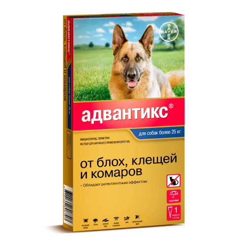 Advantix Адвантикс для собак, капли от блох и клещей