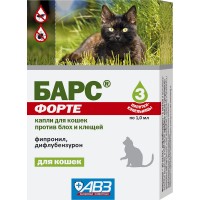 БАРС ФОРТЕ - Капли инсектокарицидные для кошек 3 пип/ упак
