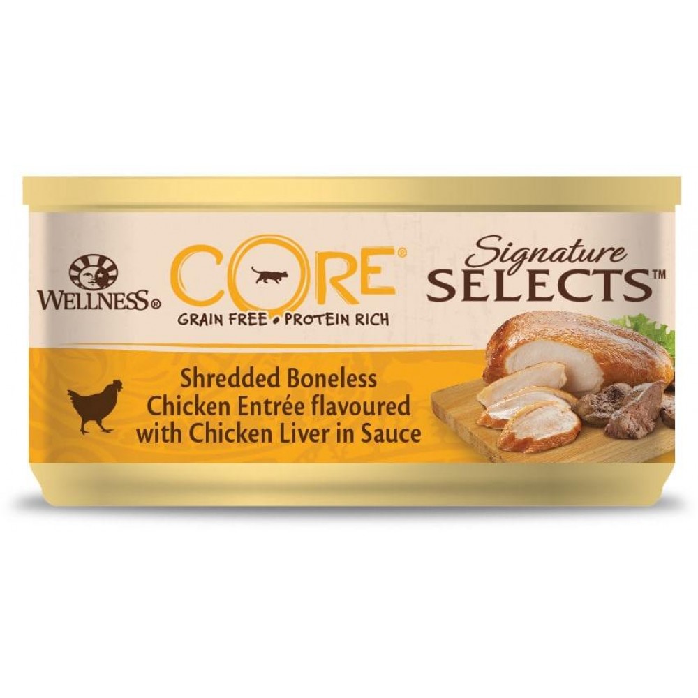 Wellness Core Signature Selects - Консервы из курицы с куриной печенью в виде фарша в соусе для кошек